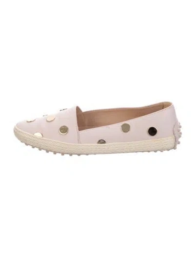 Pre-owned Tod's Leather Polka Dot Print Espadrilles In Pink