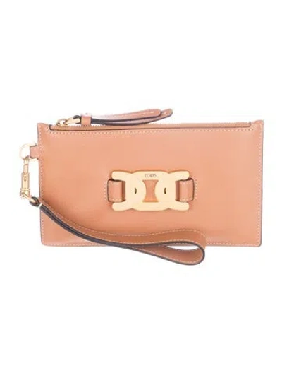 Pre-owned Tod's Leather Pouch In Brown