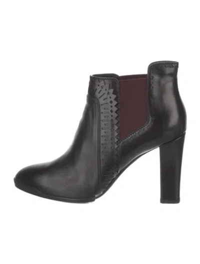 Pre-owned Tod's Leather Printed Chelsea Boots In Black