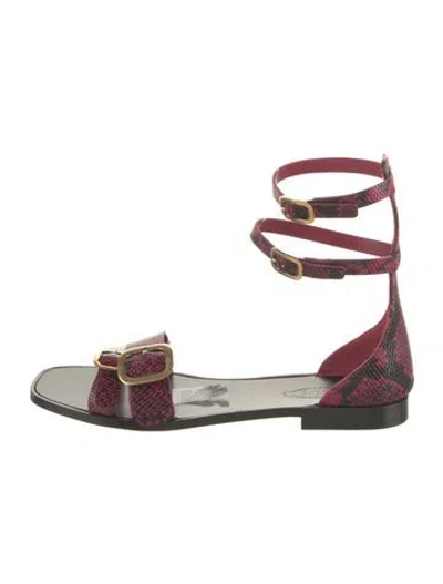 Pre-owned Tod's Leather Printed Sandals In Purple
