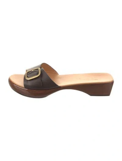 Pre-owned Tod's Leather Printed Slides In Brown