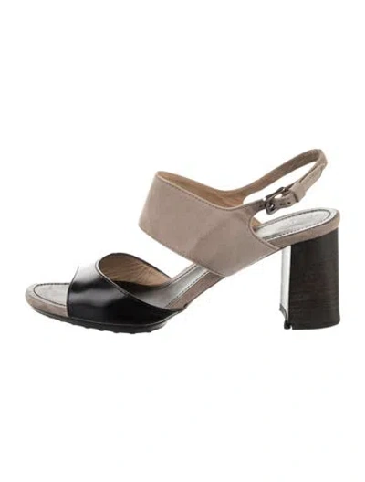 Pre-owned Tod's Leather Printed Slingback Sandals