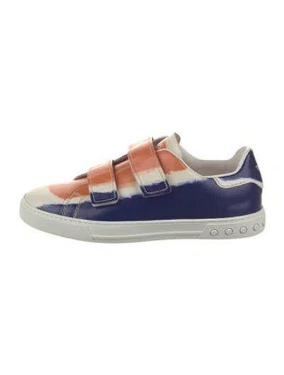 Pre-owned Tod's Leather Printed Sneakers In Blue