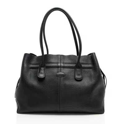 Tod's Tods Leather Restyled D-bag Shopping Media Tote In Black