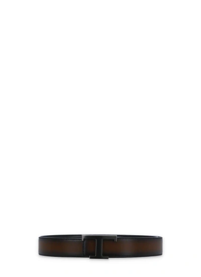 Tod's Leather Reversible Timeless Belt In Brown