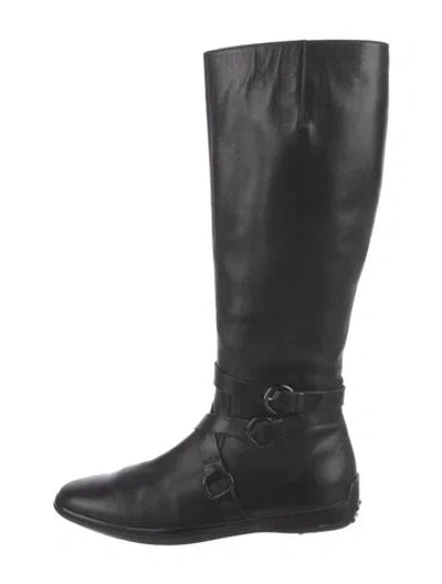Pre-owned Tod's Leather Riding Boots In Black