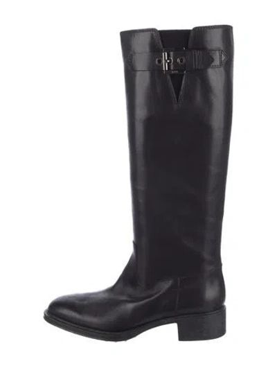 Pre-owned Tod's Leather Riding Boots In Black