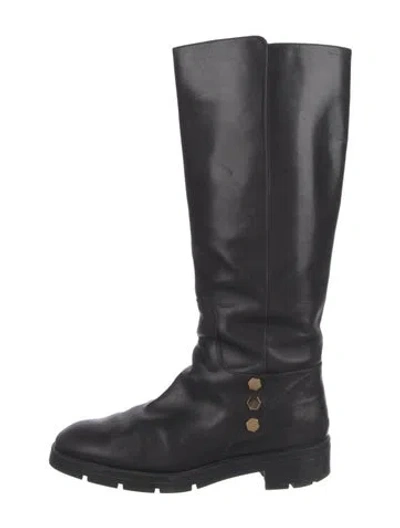 Pre-owned Tod's Leather Riding Boots In Black
