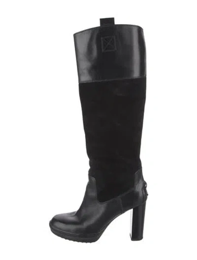 Pre-owned Tod's Leather Riding Boots In Black