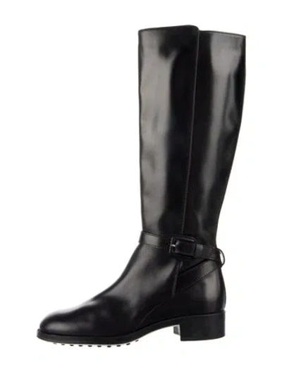 Pre-owned Tod's Leather Riding Boots In Black
