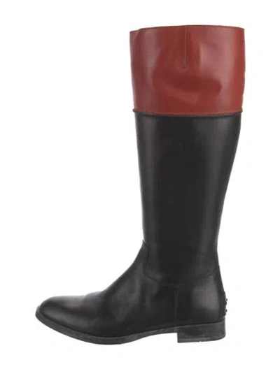 Pre-owned Tod's Leather Riding Boots In Black