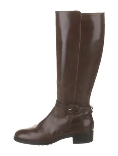 Pre-owned Tod's Leather Riding Boots In Brown