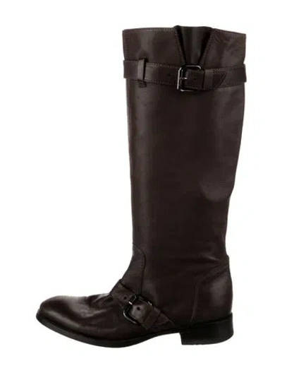 Pre-owned Tod's Leather Riding Boots In Brown