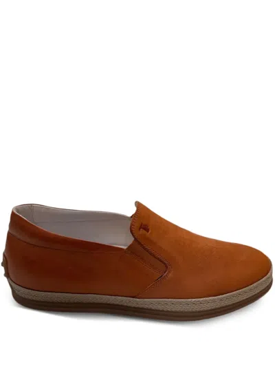 Tod's Leather Rope-trimmed Loafers In Brown