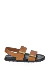 Tod's Calfskin Sandals With Wide Straps In Brown