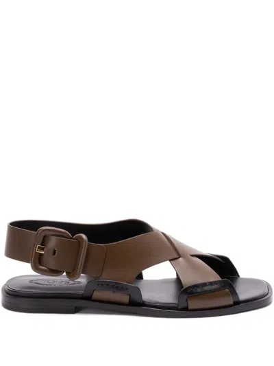 Tod's Leather Sandals In 褐色