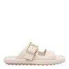 Tod's Wide Strap Buckle Leather Sandals In Beige