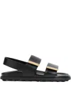 Tod's Women Sandal With Two Leather Straps In Black