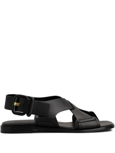 Tod's Leather Sandals In Black