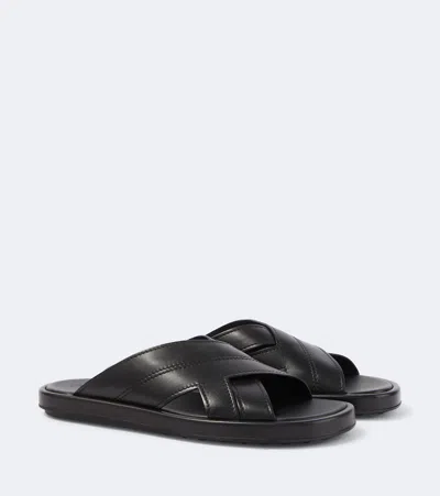 Tod's Leather Sandals In Black
