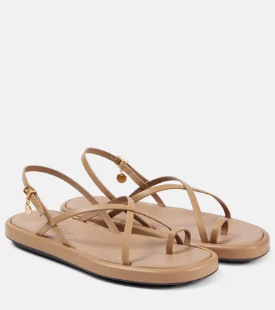 Tod's Leather Sandals In Cappuccino