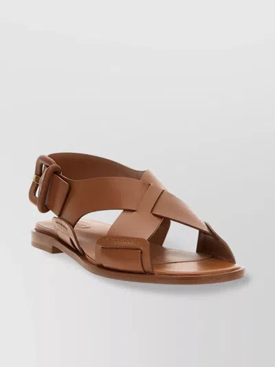Tod's Leather Sandals Featuring Buckle Detail In Brown