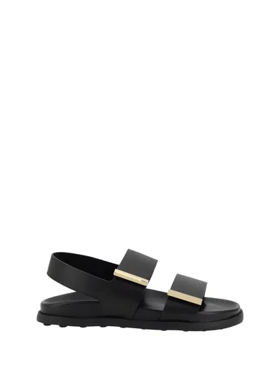 Tod's Leather Sandals In Black