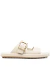 Tod's Wide Strap Buckle Leather Sandals In Neutrals