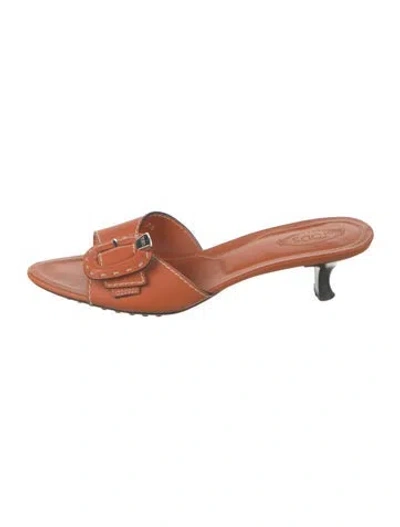 Pre-owned Tod's Leather Sandals In Orange