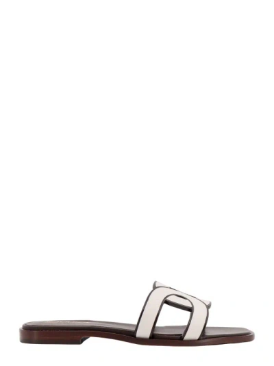 Tod's Leather Sandals In 오프 화이트