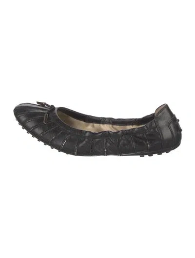 Pre-owned Tod's Leather Sequin Embellishments Ballet Flats In Black