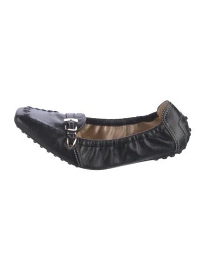 Pre-owned Tod's Leather Sequin Embellishments Ballet Flats In Blue