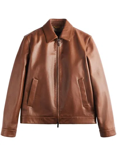 Tod's Shirt Jacket In Leather In Brown