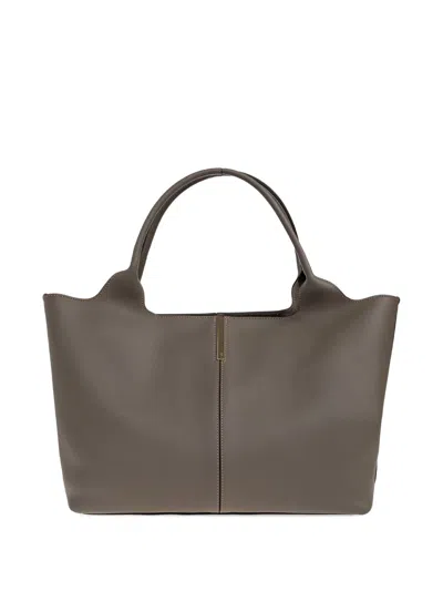 Tod's Leather Shopper Bag In Gray