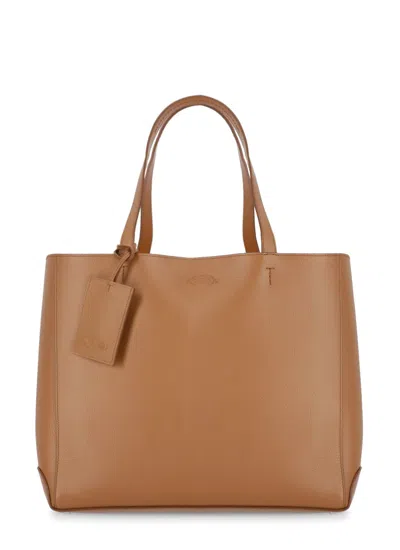 Tod's Leather Shopping Bag In Brown