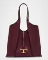 Tod's Leather Shopping Tote Bag In Bordeaux Scuro