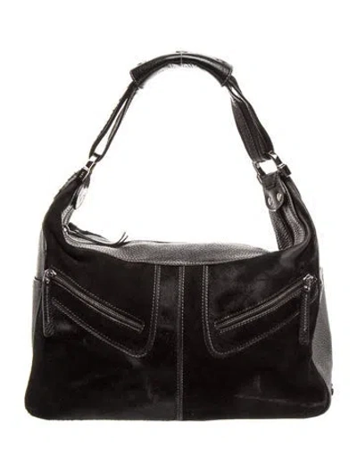 Pre-owned Tod's Leather Shoulder Bag In Black