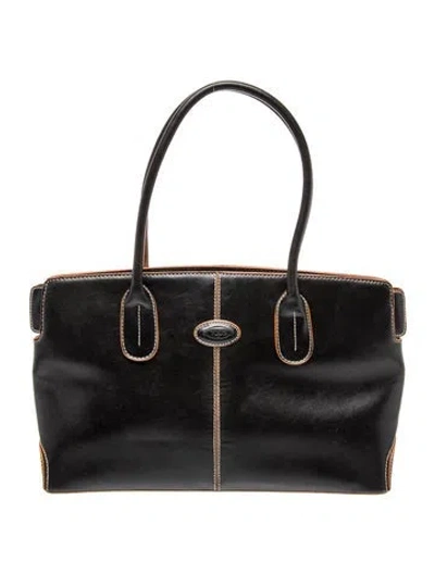 Pre-owned Tod's Leather Shoulder Bag In Black