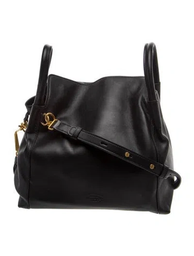 Pre-owned Tod's Leather Shoulder Bag In Black