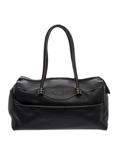 Pre-owned Tod's Leather Shoulder Bag In Black