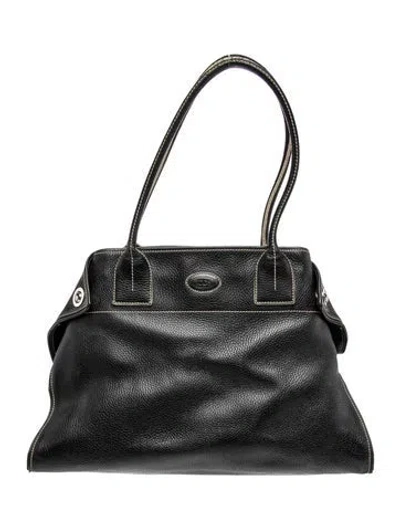 Pre-owned Tod's Leather Shoulder Bag In Black