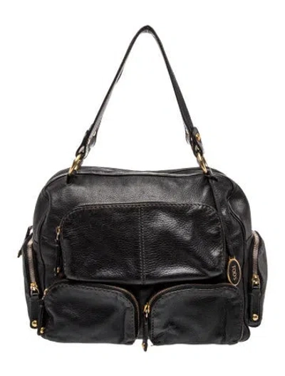 Pre-owned Tod's Leather Shoulder Bag In Black