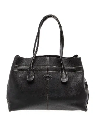 Pre-owned Tod's Leather Shoulder Bag In Black