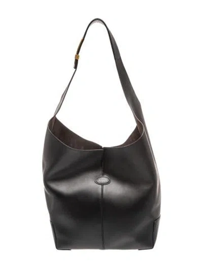 Pre-owned Tod's Leather Shoulder Bag In Black