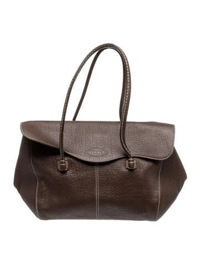 Pre-owned Tod's Leather Shoulder Bag In Brown