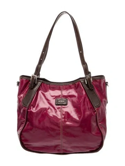 Pre-owned Tod's Leather Shoulder Bag In Burgundy