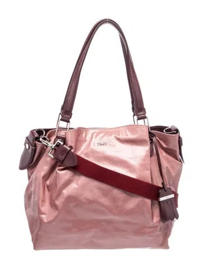 Pre-owned Tod's Leather Shoulder Bag In Burgundy