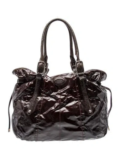 Pre-owned Tod's Leather Shoulder Bag In Burgundy