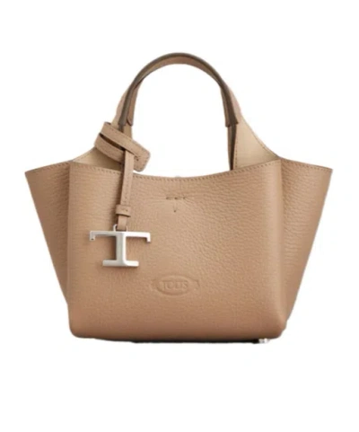 Tod's Leather Shoulder Bag In Neutral