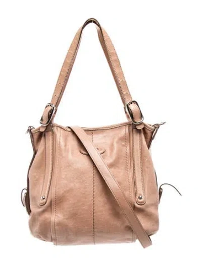 Pre-owned Tod's Leather Shoulder Bag In Neutral